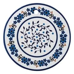コモライフ 陶器製の鍋敷き ブーケ 丸型 (15cm) 陶器 鍋敷き ポットマット コースター 花柄 おしゃれ 裏面 コルク 0