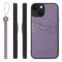 HANATORA for iPhone 13 ケース 本革 耐衝撃 バンパー型 スマホケース スマホ ストラップ 付き シュリンクレザー ギフト パープル CPGGZ-13-Purple
