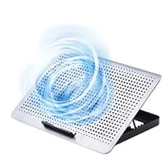 サンワダイレクト ノートパソコンクーラー 冷却台 アルミ 15.6インチ対応 静音 角度8段階 風量無段階 USB2ポート USB給電 400-CLN031ys