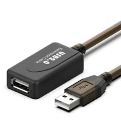 USB延長ケーブル 増幅チップ内蔵 10m/15m/20m アクティブ延長 USB2.0 高耐久 太径5mm 多重シールド プリンター・監視カメラ・無線LAN・バーコードスキャナー対応 10m
