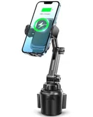 車載ワイヤレス充電器 最大15W出力 急速充電 スマホホルダー スマホスタンド 携帯ホルダー カップホルダー 車内用品 【ドリンクホルダー式＆エアコン吹き出し口 兼用】 多車種対応 自動開放 ワンタッチ 多角度調節 360度回転 取り付け簡単 iPhonets