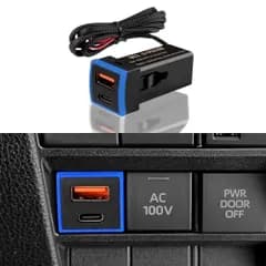 Jiooy トヨタ USBポート QC3.0+PD(30w) ノア・ヴォクシー90系 USB増設キット デュアル ヤリスクロス 車用電源増設 ヴェルファイア30 RAV4 電源ソケット 急速充電器 車 電源ポート 同時充電可能 LEDライト付き カプラーオts