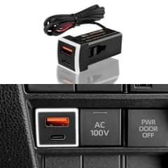 Jiooy トヨタ USBポート QC3.0+PD(30w) ノア・ヴォクシー90系 USB増設キット デュアル 電源増設 ヤリスクロス ヴェルファイア30 RAV4 電源ソケット 急速充電器 車 電源ポート 同時充電可能 LEDライト付き カプラーオン ts