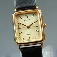 【稼働品】 SEIKO スピリット 1F21-5B30 ゴールド レクタンギュラー クオーツ レディース 腕時計 1998年製 #17583