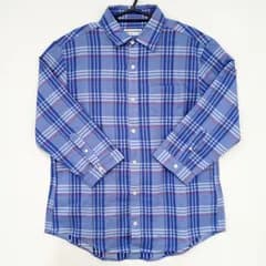通気性 速乾性 七分袖シャツ Lサイズ メンズ 綿100% ブルー系 チェック柄 夏服 涼しい マディソンウォーカー MADISONWALKER AOM7-23
