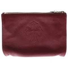 CHROME HEARTS (クロムハーツ) COSMETIC POUCH クロスパッチ コスメティックスポーチ レッド