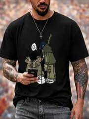 グラフィティアートをモチーフにしたヒップホップスタイルのゆったりとしたカジュアルTシャツ