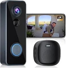 インターホン ワイヤレス工事不要[2K HD 180° 超広角 全身視野] IP66 防塵防水 双方向通話 チャイム付きスマートビデオドアベル 充電 1 回で 1-2 ヶ月持続 動体検知＆アラート Alexa/Google 対応 サブスクリプ 6f9c6a34