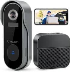 TMEZON【3 in 1インターホン・取り外し警報】ワイヤレス インターホン ドアホン IPドアベル Alexaデバイス対応 カメラ付き WIFIドアホン 呼び出しチャイム 玄関チャイム ビデオドアベル インターフォン 防犯カメラ 電池給電 47b47638