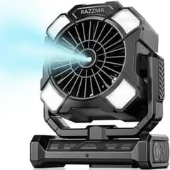 24000mAh大容量 キャンプ扇風機 ミストファン 300ml大容量タンク 2段階噴霧モード 最大80時間連続使用 4段階風量調節(最大4.6m/s) 1/3/5/7hタイマー 吊り下げ LEDライト リモコン付き 静音 30dB 機能 スマホ充電 防災 熱