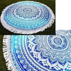 ビーチマット　エスニック柄　大判　厚手 バスタオル ビーチタオル　花火　ピクニック　シート　ソファ　クッション　カバー　インテリア　ブルー