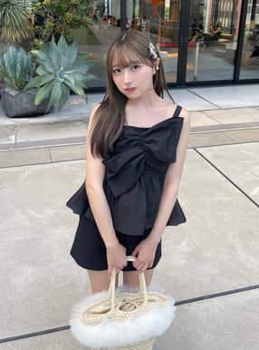 ビッグリボンペプラムビスチェ