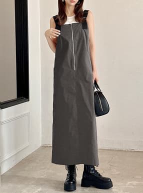 ワイドストラップジップナロージャンパースカート