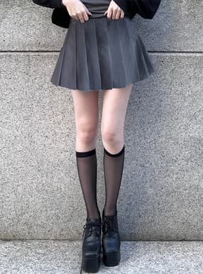 インパン裏地付きプリーツミニスカート