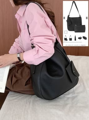 ポーチ付きレザーショルダーバッグ