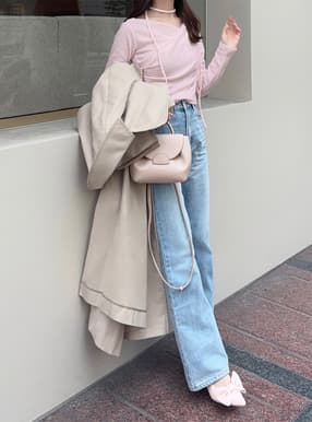 ワイドセミフレアデニムパンツ