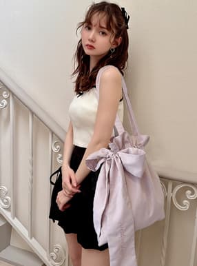 リボン巾着トートバッグ