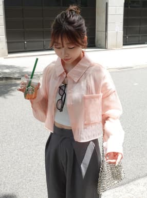 楊柳シフォンショート丈シャツ