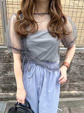 キャミ付きチュールドロストトップス