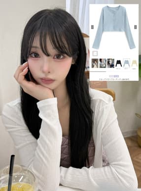 クロップド丈リブカーディガン