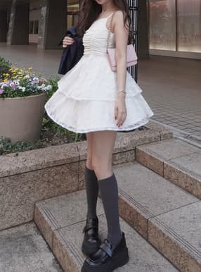 花柄レースギャザーキャミミニワンピース
