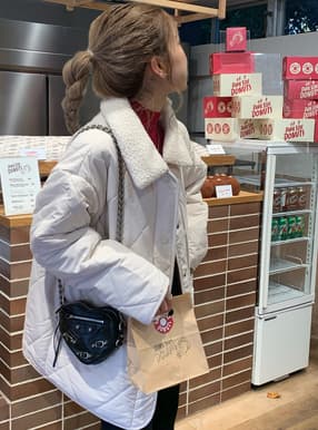 ボア襟付きキルティングブルゾン