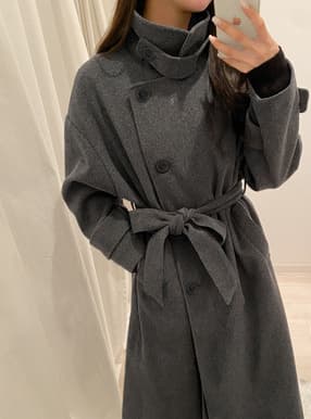襟2Wayリボンベルト付きロングコート