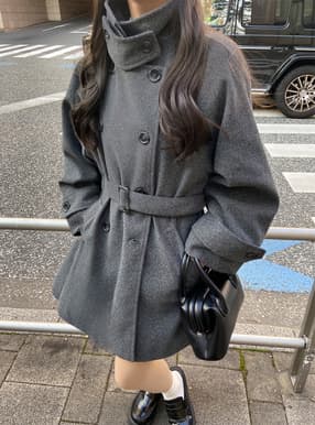 ベルト付きマルチWayフェイクウールコート