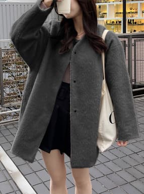シャギーノーカラーコート
