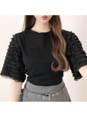 フリルスリーブTシャツ