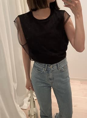 チュールドッキングノースリーブTシャツ