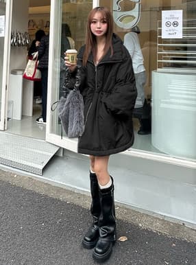 襟2Wayドロストスリーブミドル丈ブルゾン