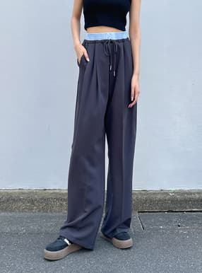ウエストシャーリングドロストワイドパンツ