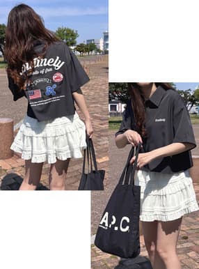 アソートワッペンロゴ刺繍シャツ