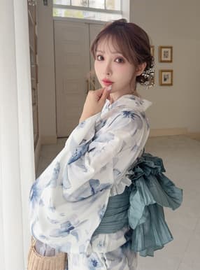 水彩花柄浴衣セット