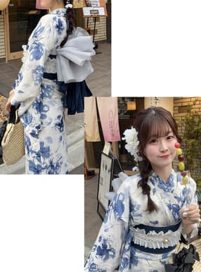 水彩花柄浴衣セット