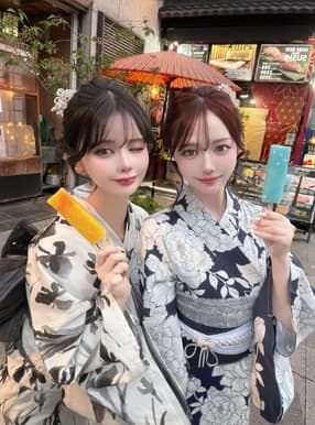 ニュアンス花柄浴衣セット