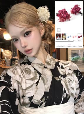 フラワーコサージュヘアクリップ2点セット