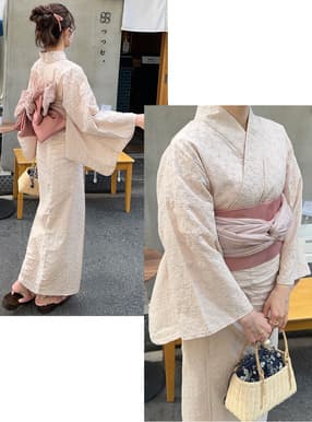 2点セットフラワー柄刺繍浴衣