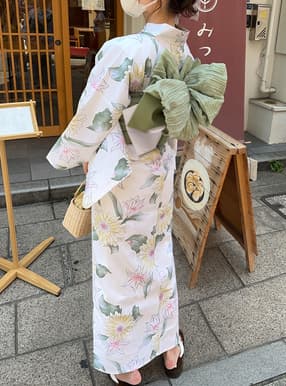 レトロひまわり柄浴衣セット