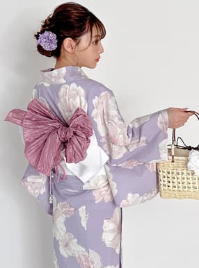 水彩花柄浴衣セット