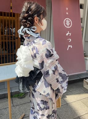 水彩花柄浴衣セット