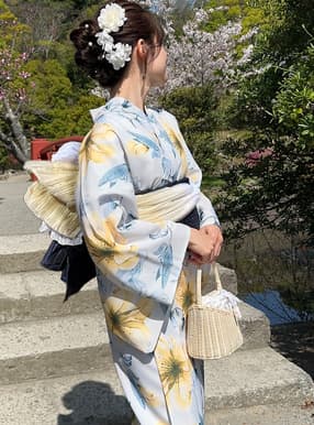 水彩花柄浴衣セット