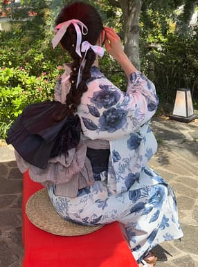 水彩花柄浴衣セット