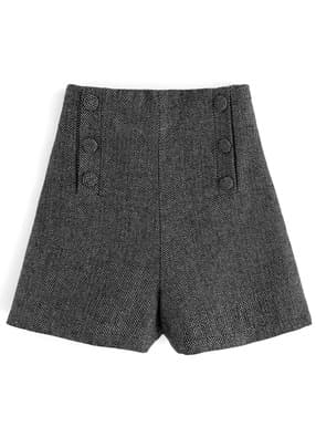 ヘリンボーン柄ツイードボタンショートパンツ