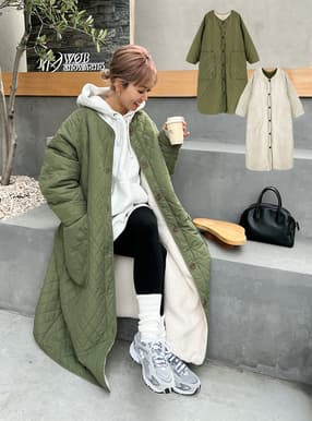 キルティング×ボアリバーシブルコート