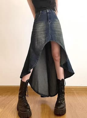 フィッシュテールフレアデニムロングスカート