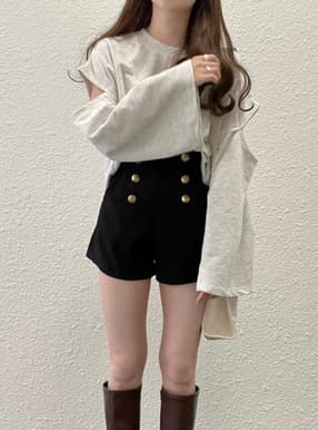 ヴィンテージボタンハイウエストショートパンツ