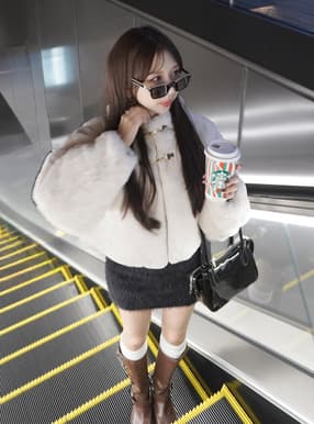 ビットカラーファーショート丈コート