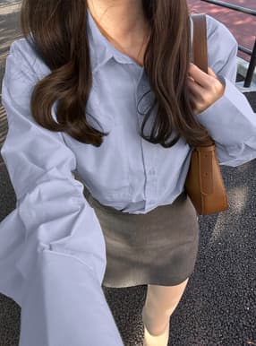 ラウンドヘムオーバーサイズシャツ